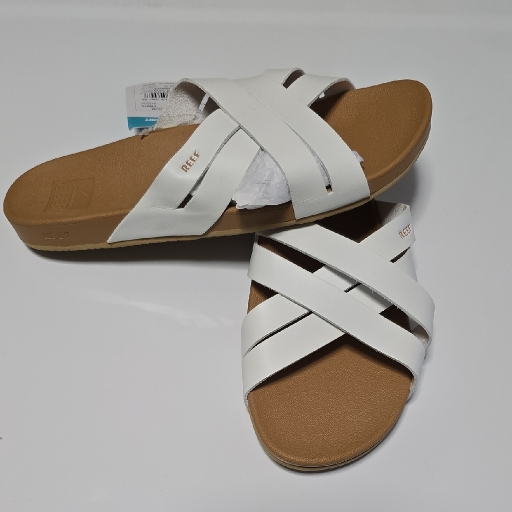 Reef NWT White Crisscross Slide Sandals for Women Size 8 - Picture 2 of 2